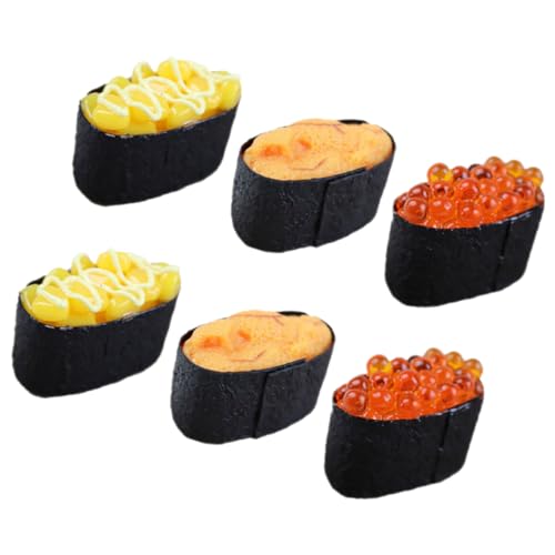 BRIGHTFUFU 6 Stück Sushi-Simulation Hausdekoration Künstliche Sushi-Attrappen Sushi-Shop-Ausstellung Dekorative Sushi-Attrappe Schau-Sushi realistisches Essensdekor Sushi- PVC von BRIGHTFUFU