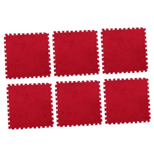 BRIGHTFUFU 6 Stücke Puzzle-Matte Matte fußmatte spielunterlage Rutschhemmende Pads sitzmatte Deck Bodenbelag Rätsel gießen multifunktionale Bodenfliesen tragbare Bodenfliesen Eva rot von BRIGHTFUFU