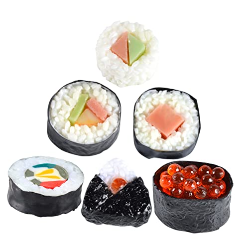 BRIGHTFUFU 6pcs Sushi Modell Requisiten Gefälschte Lebensmittel Simulation Reis Rollen Sushi Spielen für Fotografie von BRIGHTFUFU