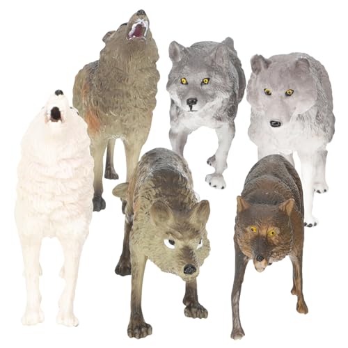 BRIGHTFUFU 7Er Packung Modell Outdoor Spielzeug Wolf Spielzeug Tierfiguren Spielzeug Für Kinder Polarwolf Tiere Figuren Mini Polarwolf Modelle Mini Arktische Tiere Spielzeug Kinder Spielset von BRIGHTFUFU