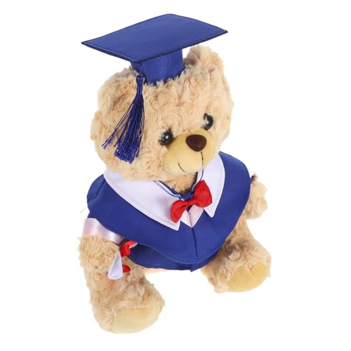 BRIGHTFUFU Abschlussbär Plüschbär Mit Kappe Quaste Set Abschluss Teddybär Plüsch Abschlussbär Puppen Für Abschluss Schule Blau von BRIGHTFUFU