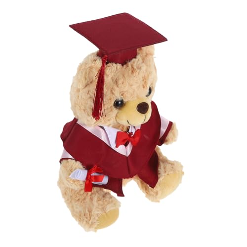 BRIGHTFUFU Abschlussbär Plüschbär Mit Kappe Quaste Set Abschluss Teddybär Plüsch Abschlussbär Puppen Für Abschluss Schule Rot von BRIGHTFUFU