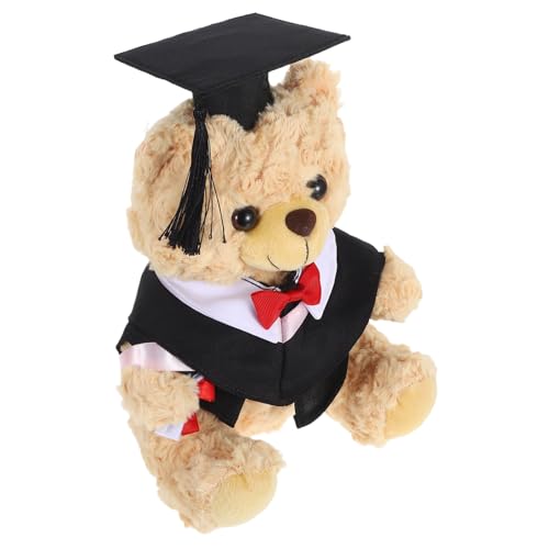 BRIGHTFUFU Abschlussbär Plüschbär Mit Kappe Quaste Set Abschluss Teddybär Plüsch Abschlussbär Puppen Für Abschluss Schule Schwarz von BRIGHTFUFU