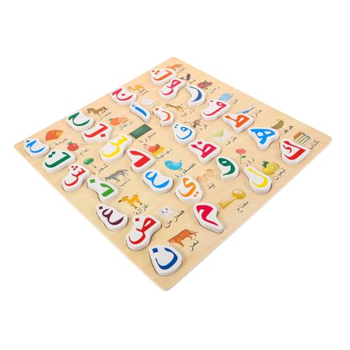 BRIGHTFUFU Alphabet Arabisch Puzzle Schule Arabisch Lernen Für Kinder Alphabet Objekt Arabisch Puzzle Kinder Arabisch Puzzle Spielzeug Arabisch Lernen Lustiges Spielzeug Holz Alphabet Puzzle von BRIGHTFUFU