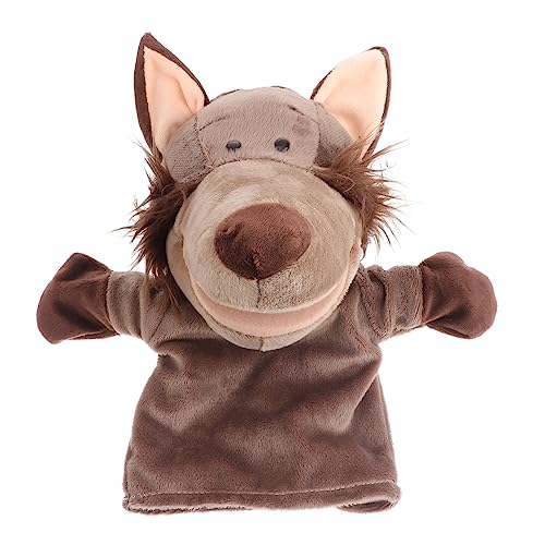 BRIGHTFUFU Cartoon Wolf Handpuppe Interaktive Plüsch Handpuppe Für Beweglicher Mund Für Geschichtenerzählen Und Rollenspiele Kuscheltier Für Jungen Und Mädchen von BRIGHTFUFU