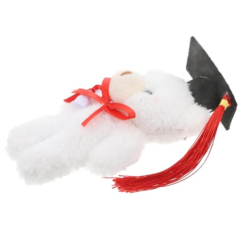 BRIGHTFUFU Dr. Bärenpuppe abschluss Abschlussfeier Plüsch Kleiner Bär Plüsch-Grad-Bär Taschenbär-Anhänger Graduierung Blumenstrauß Bären Plüsch-Abschlussbären Filzstoff Weiß von BRIGHTFUFU