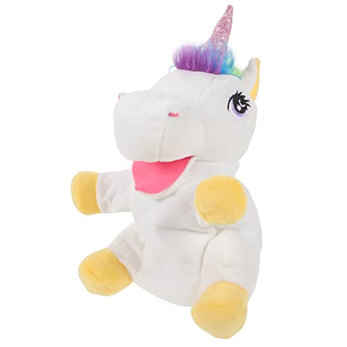 BRIGHTFUFU Einhorn Handpuppe Pädagogische Handpuppe Geschichtenerzählende Einhornpuppe Dekorative Einhornpuppe Pädagogische Einhornpuppe Einhorn Puppe Weiß Plüsch von BRIGHTFUFU