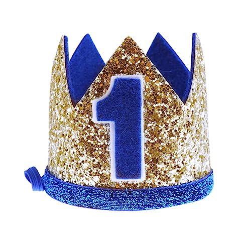 BRIGHTFUFU Kleine Prinzessin Geburtstag Krone Geburtstagskrone Mit Blauer Nummer 1 Glänzendes Tiara Haarband Für ädchen Party Zubehör Für Den 1 Geburtstag von BRIGHTFUFU