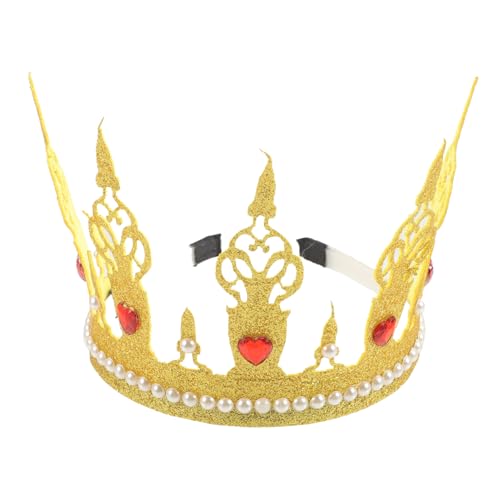 BRIGHTFUFU Geburtstagskrone Kopfschmuck Perle Geburtstag Tiara Stirnband Stoff Goldene Mädchen Prinzessin Tiaras Geburtstag Tiara Strasssteine von BRIGHTFUFU