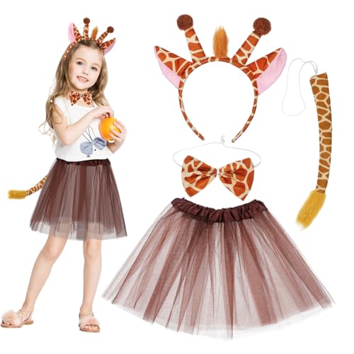 BRIGHTFUFU Giraffen kostüm Set für Mädchen Leichtes Animal Cosplay mit Tüllrock Haarreif Schleife Verkleidungskleid für Halloween Geburtstage und Kostümpartys BRIGHTFUFU Giraffen kostüm Set für Mädchen Leichtes Animal Cosplay mit Tüllrock Haarreif Schleife Verkleidungskleid für Halloween Geburtstage und Kostümpartys von BRIGHTFUFU