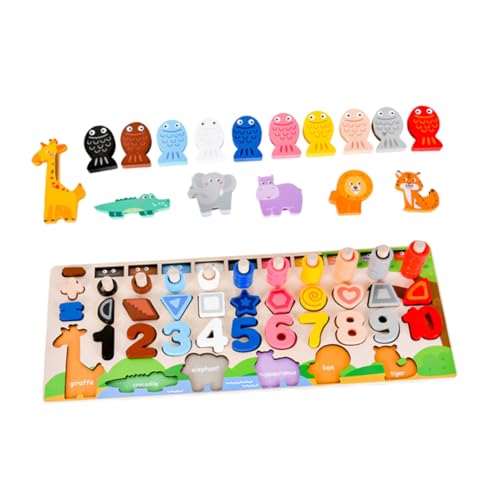 BRIGHTFUFU Holz Puzzle Tierische Formen Und Farben Lernspielzeug Für Kleinkinder Montessori Inspiriertes Puzzlespielzeug Für Frühkindliche Bildung Ab Jahr von BRIGHTFUFU