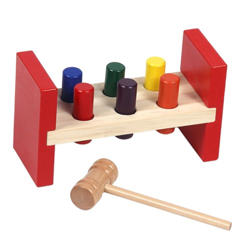 BRIGHTFUFU Holz Schlagspielzeug Mit Hammer Farberkennungs Für Babys Und Kleinkinder Fördert Die Feinmotorik Und Farberkennung Ideal Für Die Spielmatte Im Kinderzimmer von BRIGHTFUFU