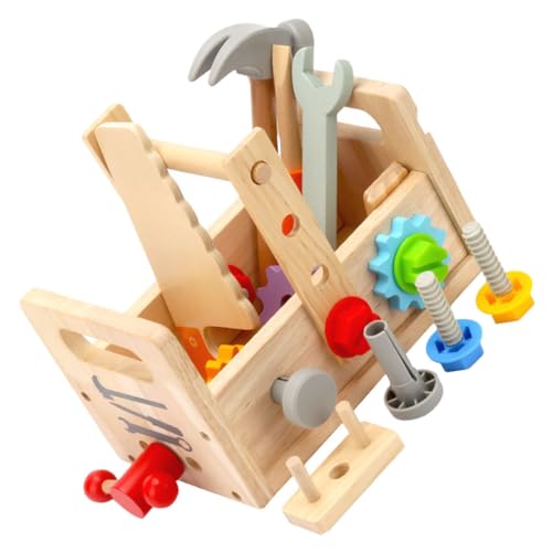 BRIGHTFUFU Holz Werkzeugkoffer Set Buntes Lernspielzeug Robustes DIY Handwerkzeug Fördert Kreativität und Feinmotorik Leichtes Material für Vorschule und Frühkindliche Bildung BRIGHTFUFU Holz Werkzeugkoffer Set Buntes Lernspielzeug Robustes DIY Handwerkzeug Fördert Kreativität und Feinmotorik Leichtes Material für Vorschule und Frühkindliche Bildung von BRIGHTFUFU