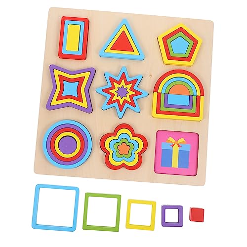 BRIGHTFUFU Holz Geometrische Formen Puzzle 1 Set Frühe Pädagogische Puzzle Spielzeug Kleinkinder Konstruktion Spielzeug Form Lernen von BRIGHTFUFU