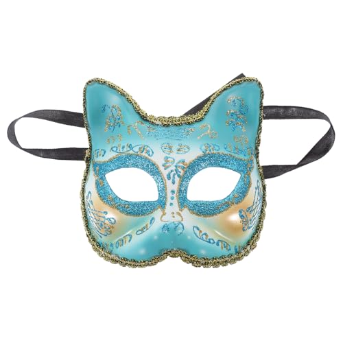 BRIGHTFUFU Maske Katzenkopf Halloween Cosplay dekorativ kinderkostüme igelkostümkinder schlüpfeier chaps kinder party decoration half face mask Partygeschenk Partyzubehör Plastik Sky-blue von BRIGHTFUFU