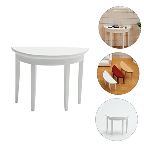 BRIGHTFUFU Maßstab Miniatur Möbel Halbrunder Beistelltisch Weiß Holz Puppenhaus Schreibtisch Modell für Mini Haus Dekoration und Fotorequisiten BRIGHTFUFU Maßstab Miniatur Möbel Halbrunder Beistelltisch Weiß Holz Puppenhaus Schreibtisch Modell für Mini Haus Dekoration und Fotorequisiten von BRIGHTFUFU