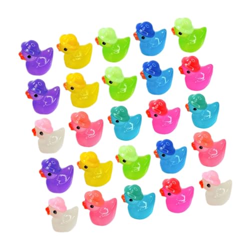 BRIGHTFUFU Miniatur Enten Figuren Aus Resin Leuchtend DIY Mikro Landschafts Garten Deko Bunte Enten Für Miniaturgärten Puppenhaus Und Aquarien 8 Farben Gemischt von BRIGHTFUFU