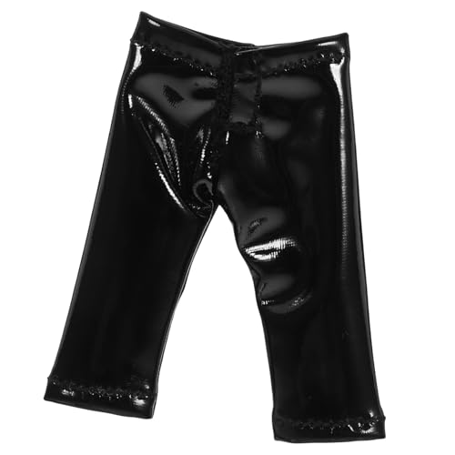 BRIGHTFUFU Puppen Spielzeug Klein Ob11 Puppenaccessoires Schwarze Kunstleder Pants Für Puppen Wiederverwendbare Puppenhosen Rollenspiele Und Puppenhaus Zubehör von BRIGHTFUFU