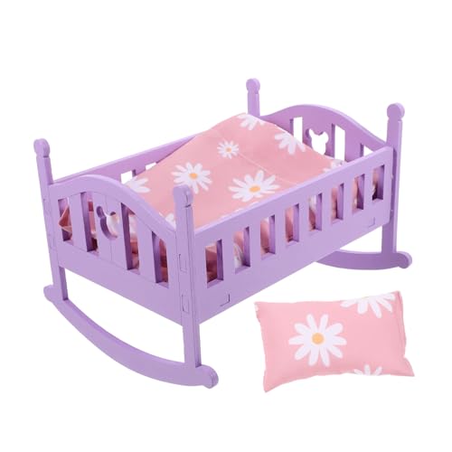 BRIGHTFUFU Doll House Puppenhausmöbel Miniatur Babybett Für Puppenhaus Handgefertigte Crib Öbel Für Das Puppen Schlafzimmer Perfekte Dekoration Für Miniaturwelt Und Puppenhaus Zubehör von BRIGHTFUFU