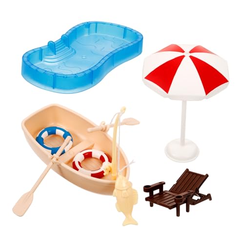 BRIGHTFUFU Miniatur Puppenhaus Schwimmbecken mit Strandstuhl und Boot Detailgetreue Mikro Landschaft Pool Möbel Glatte Oberfläche Sicher und Langlebig für Realistische Puppenhaus Dekoration BRIGHTFUFU Miniatur Puppenhaus Schwimmbecken mit Strandstuhl und Boot Detailgetreue Mikro Landschaft Pool Möbel Glatte Oberfläche Sicher und Langlebig für Realistische Puppenhaus Dekoration von BRIGHTFUFU