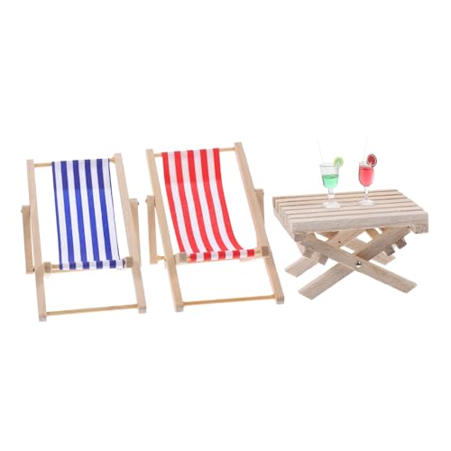 BRIGHTFUFU Miniatur Puppenhaus Strandliegestühle aus Holz mit Tisch und Bechern Miniatur Strandmöbel für Puppenhaus Deko und Basteln BRIGHTFUFU Miniatur Puppenhaus Strandliegestühle aus Holz mit Tisch und Bechern Miniatur Strandmöbel für Puppenhaus Deko und Basteln von BRIGHTFUFU