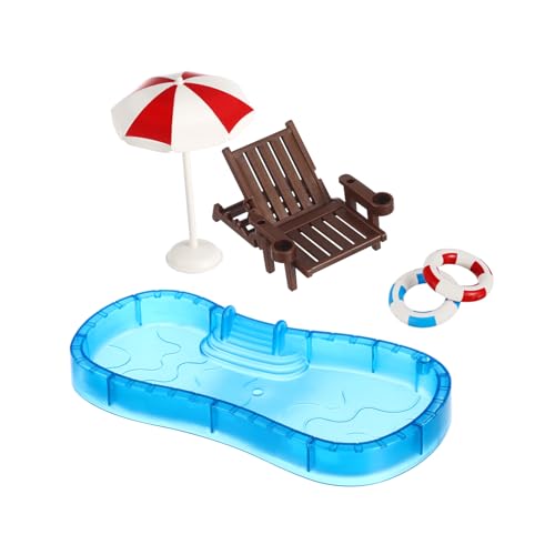 BRIGHTFUFU Miniatur Schwimmbad Set 1 Set Mini Möbelmodell Mini Schwimmring Mini Schwimmbecken Zubehör Pool Deko Für Puppenhaus von BRIGHTFUFU