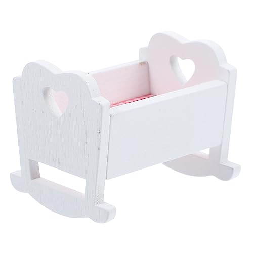 BRIGHTFUFU Miniature Crib Holzspielzeug Mini Bett Für Puppenhaus Realistisches Deko Element Für Miniaturwelt Weißes Babybett Für Kreative Spielwelten von BRIGHTFUFU