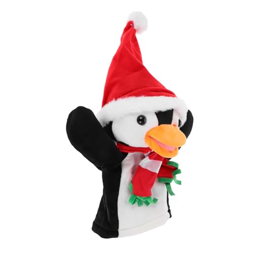 BRIGHTFUFU Pinguin-handpuppe Festliche Handpuppen Niedliche Fingerpuppen Weihnachtscharakter-handpuppen Pinguin-gastgeschenke Puppentheatertiere Tierpuppenspielzeug Tierplüschhandpuppen Stoff von BRIGHTFUFU