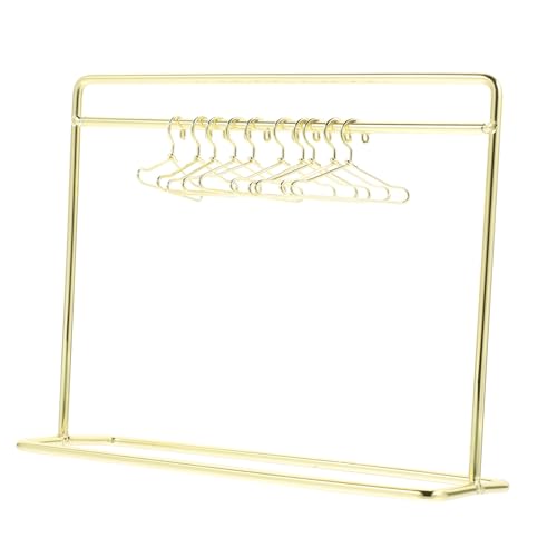 BRIGHTFUFU Puppen Puppenkleiderständer Puppenstubenzubehör Mein Miniatur für Puppenzubehör Puppenkleidung Golden mit Leben Kleiderbügel Kleiderkleiderorganisator Metallpuppenkleiderständer von BRIGHTFUFU