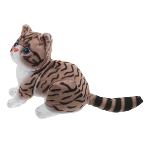 BRIGHTFUFU Realistisches Katzen Plüschtier Süße Cartoon Tierpuppe Weich Und Flauschig Für Mädchen Und Jungen Als Heimdekoration Gutenacht Sammelfigur von BRIGHTFUFU