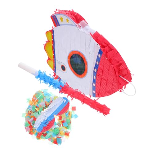 BRIGHTFUFU Rocket Pinata Weltraum Partyspiel für Stick und Augenbinde Pappkarton mit Krepppapier Wiederverwendbar zum Befüllen mit Süßigkeiten für Jungen und Mädchen Geburtstagspa BRIGHTFUFU Rocket Pinata Weltraum Partyspiel für Stick und Augenbinde Pappkarton mit Krepppapier Wiederverwendbar zum Befüllen mit Süßigkeiten für Jungen und Mädchen Geburtstagspa von BRIGHTFUFU