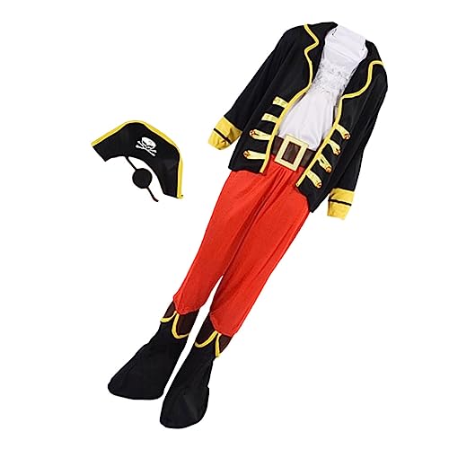 BRIGHTFUFU Piratenhut Kinder Set Aus Piratenkostüm Für Kinder Inkl Piratenhut Ideal Für Halloween Und Maskerade Größe XL Perfekt Für Piratenpartys Und Kostümpartys Für Jungen Halloween-Piraten von BRIGHTFUFU