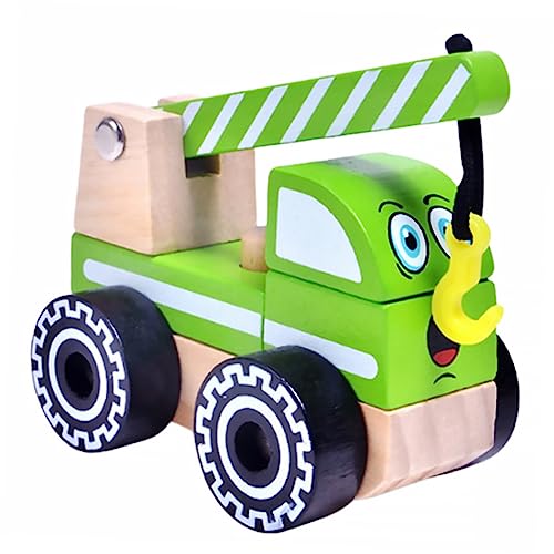 BRIGHTFUFU Holzmodell Baufahrzeug Für Kran Engineering Truck Kognitives Lernspielzeug Ideal Für Kleinkinder Kreatives Bauset Für Bauprojekte Und Rollenspiele 3 Jahre+ von BRIGHTFUFU