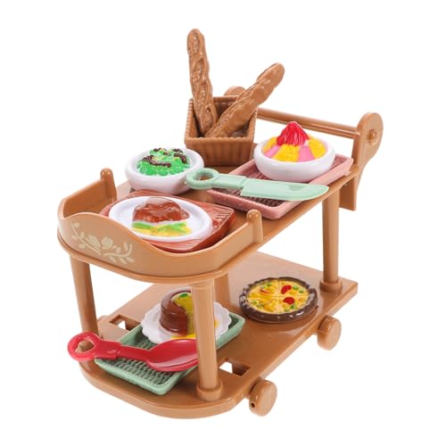 BRIGHTFUFU Simuliertes Speisewagenspielzeug Puppenkuchen Miniatur-wagenmodell Mini-puppenhaus-zubehör Mini-lebensmittelwagen Puppenhaus-Fastfood Mini-Trolley-Modell Mini-esswagen Plastik von BRIGHTFUFU