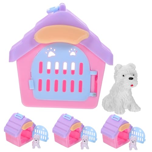 BRIGHTFUFU Spielzeug Welpenhaus Simulationshundemodell Puppenhaus Miniatur Haustier Zubehör Hundehütte Hauszubehör Imitation Eines Haustierhauses Haustier Tiere Welpen Puppenhaus Hundekabine von BRIGHTFUFU