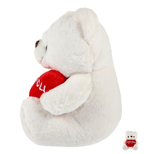 BRIGHTFUFU Teddybär Kuscheltier kinderspielzeug Kindergeburtstagsgeschenk Birthday valetinstagsgeschenk Teddi -Valentinstag- für die Schule Bären PP Baumwolle Weiß von BRIGHTFUFU