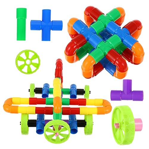 BRIGHTFUFU Teiliges Kreatives Wasserrohr Bausteinset Für Bunte Kunststoff Bausteine Lernen Ideales DIY Bildungsspielzeug Für Kleinkinder Zufällige Farben Und Aufbewahrungsbox von BRIGHTFUFU