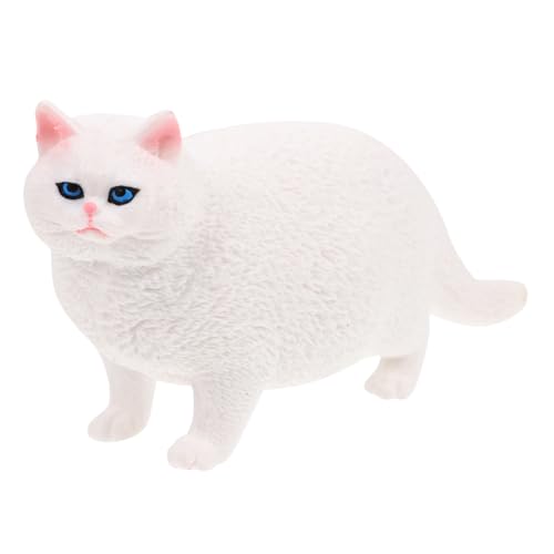 BRIGHTFUFU Tierfiguren zabawki stymulujące rozwój Educational Toys Kinderzimmerdekoration Simuliertes Katzenmodell Katzenfigur gefälschtes Katzenspielzeug kleine Katzendekoration Plastik Weiß von BRIGHTFUFU