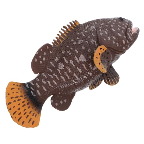 BRIGHTFUFU Zackenbarschmodell Puffer Angelspielzeug Fischaquarium Betta Fisch Qualle Meerestier Modell Simulation Fisch Modell Fisch Figur Simulationsfischfigur Tierfiguren Plastik Dark Brown von BRIGHTFUFU