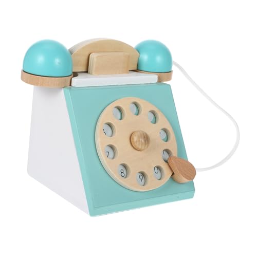 BRIGHTFUFU antikes Telefon kindertelefon Telefon Retro holzspielsachen zabawki stymulujące rozwój Telefone Festnetz Cartoon-Telefon- aus Holz hölzern Weiß von BRIGHTFUFU