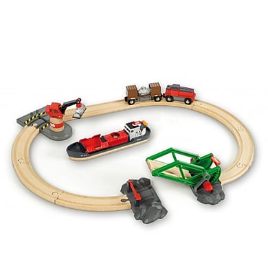 BRIO® WORLD Holzeisenbahn Anfangspackung Container Hafen Set 33061 von BRIO