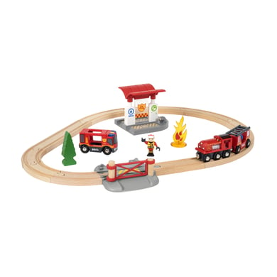 BRIO® WORLD Holzeisenbahn Bahn Feuerwehr Set 33815 von BRIO