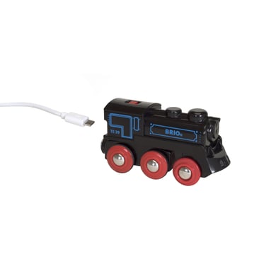 BRIO® WORLD Holzeisenbahn Schwarze Akku-Lok mit Mini-USB 33599 von BRIO