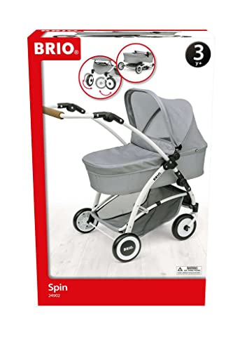 BRIO 24902 Puppenwagen Spin, grau - Stylisher Puppenwagen mit realistischen Spielfunktionen - Empfohlen für Kinder ab 3 Jahren von BRIO