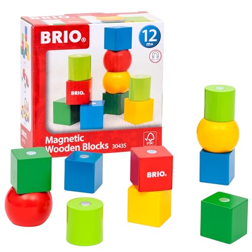 BRIO 30435 - Magnetische Holzbausteine - Holzbausteine für Kinder ab 12 Monaten, Spielzeug ab 1 Jahr von BRIO