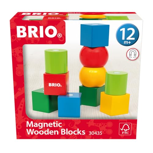 BRIO 30435 - Magnetische Holzbausteine - Holzbausteine für Kinder ab 12 Monaten, Spielzeug ab 1 Jahr von BRIO