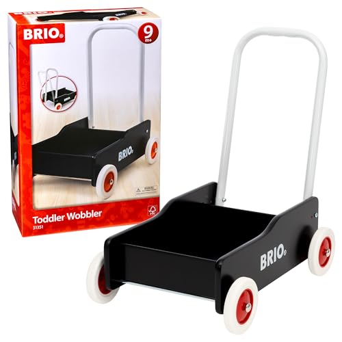 BRIO 31351 Lauflernwagen Schwarz - Klassiker für Kinder ab 9 Monaten - Verstellbarer Handgriff zum Anpassen an die Größe des Kindes und justierbare Bremse zum Einstellen der Rollgeschwindigkeit von BRIO