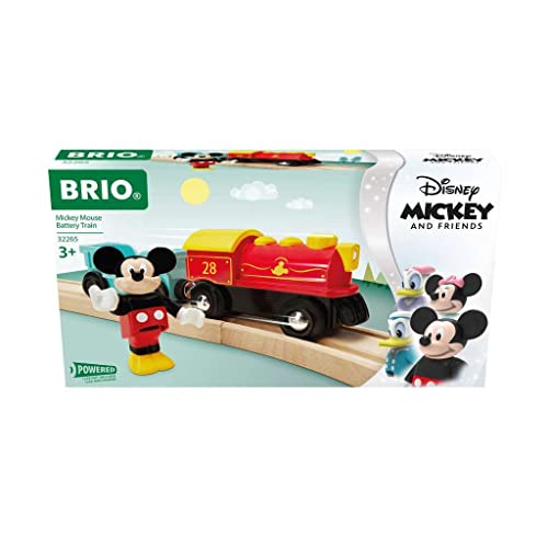 BRIO 32265 Batteriebetriebener Micky Maus Zug - Farbenfrohe Batterielok mit Waggon und Micky Maus Figur - Kompatibel mit Allen Produkten World von BRIO