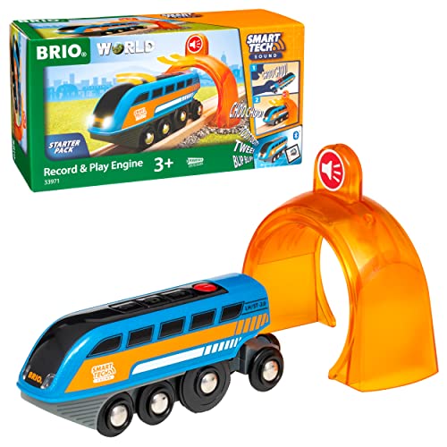 BRIO World 33971 Smart Tech Sound Lok mit Aufnahmefunktion - Elektrischer Zug mit Tunnel - Interaktives Spielzeug empfohlen ab 3 Jahren von BRIO