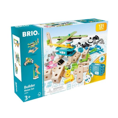 BRIO Builder 34591 Motor-Konstruktionsset 120 TLG. - Set mit Motor zum Konstruieren von Hubschraubern, Autos und beweglichen Objekten Builder Konstruktionssystem - Für Kinder ab 3 Jahren von BRIO